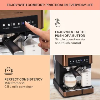 Arabica Comfort Espressomachine 1350W 20 Bar Koper