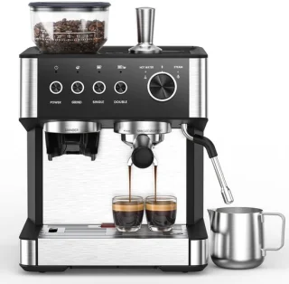 Automatische espressomachine met bonenmolen en melkopschuimer
