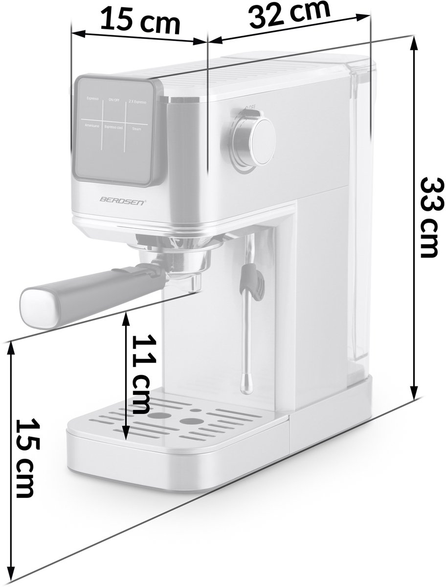 Wat vinden we goed aan de Berdsen BD-770 espressomachine 20 bar zilver