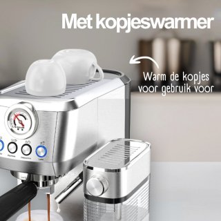 COOK-IT Espressomachine 20 Bar Pistonmachine RVS