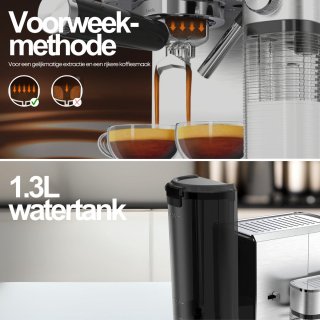 COOK-IT Espressomachine 20 Bar Pistonmachine RVS