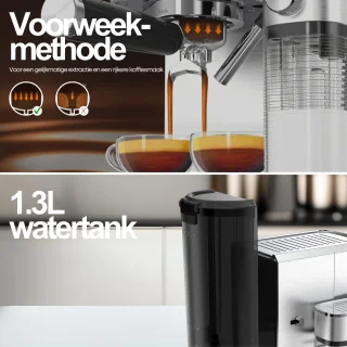 COOK-IT Espressomachine 20 Bar Pistonmachine RVS