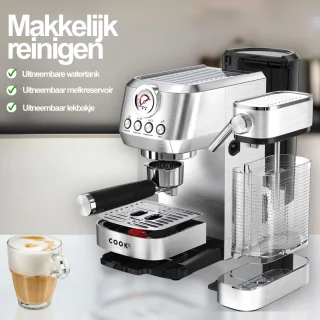 COOK-IT Espressomachine 20 Bar Pistonmachine RVS