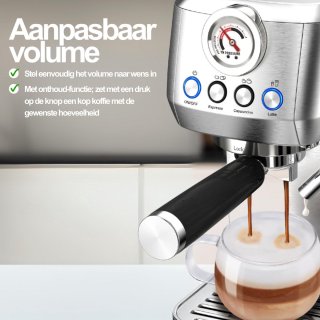 COOK-IT Espressomachine 20 Bar Pistonmachine RVS