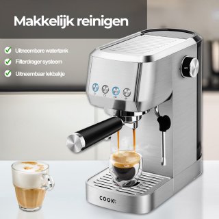 COOK-IT Espressomachine Piston RVS 1,3L