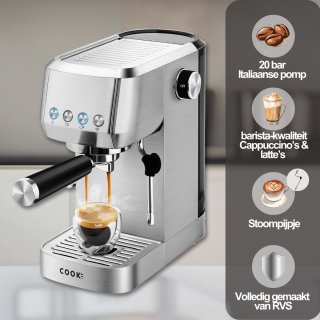 COOK-IT Espressomachine Piston RVS 1,3L