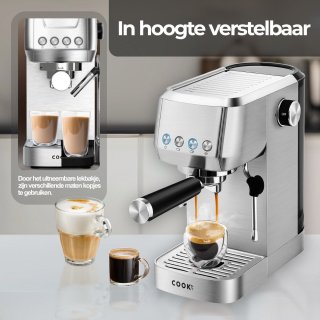 COOK-IT Espressomachine Piston RVS 1,3L