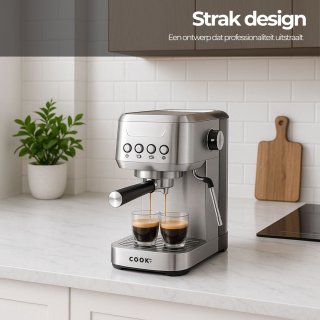 COOK-IT Espressomachine Piston RVS 1,3L