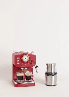 CREATE THERA RETRO koffiezetapparaat + MILL PRO koffiemolen - Rood