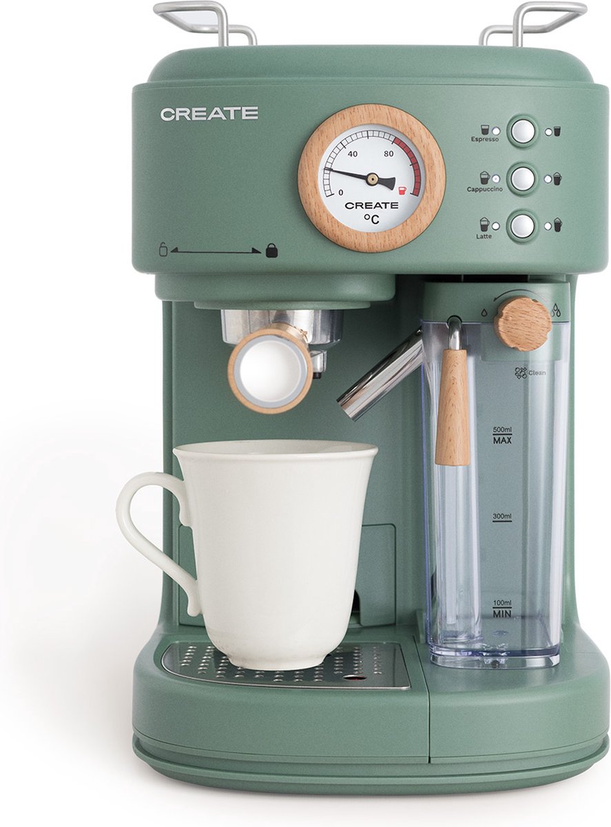De CREATE THERA RETRO PRO Espressomachine 20bar Sage in één oogopslag
