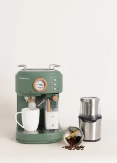 CREATE THERA RETRO PRO halfautomatische espressomachine + MILL PRO koffie- en kruidenmolen - Salie