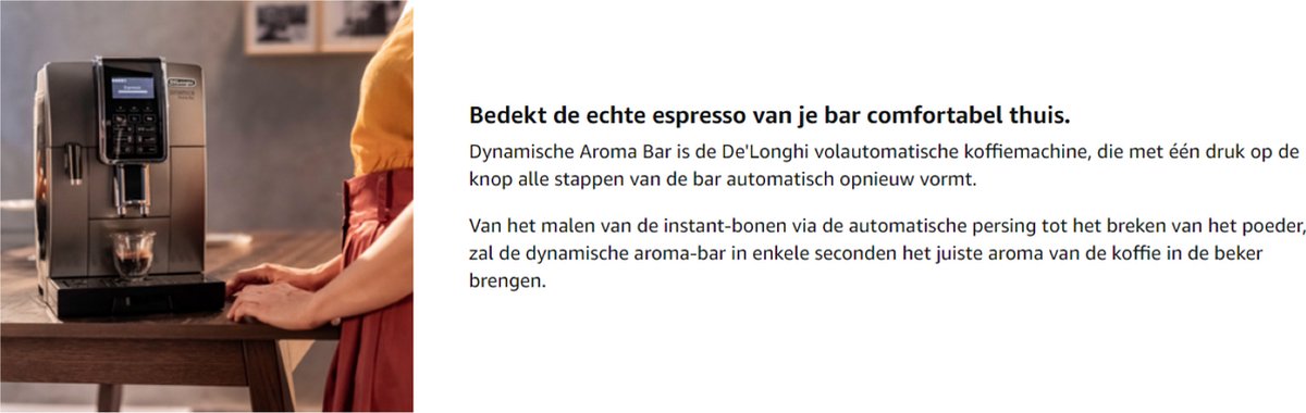 De’Longhi Dinamica Ecam Aroma Bar Volautomatische Espressomachine ECAM359.57.TB