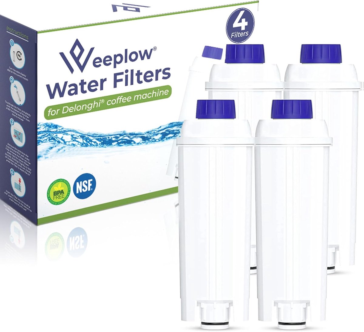 De Delonghi Waterfilter Compatibel 4 stuks in één oogopslag