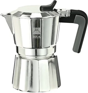 Deluxe2 espressomachine, aluminium, 3 kopjes