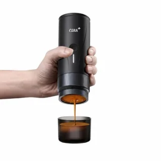 Draagbare espressomachine van roestvrij staal – zwart