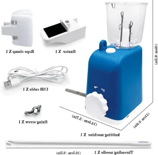 Elektrische breimachine voor decoratieve koorden (blauw)