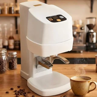 Elektrische koffietamper 58 mm wit