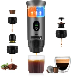Elzusha draagbare espressomachine 3-in-1, 20 bar, grijs