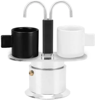 Elzusha Italiaanse espressomachine 100ml met dubbele uitloop - zilver