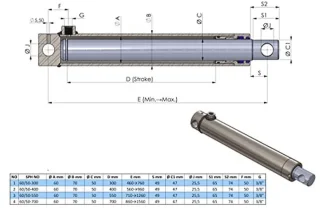 Enkelwerkende Hydraulische Cilinder 30/25-300