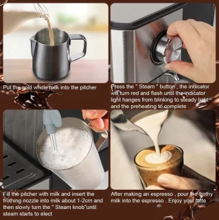 Espresso Machine Cappuccino 1200W Lichtgrijs