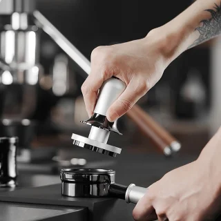 Espresso Sabotage koffie tamper 58 mm zwart zilver