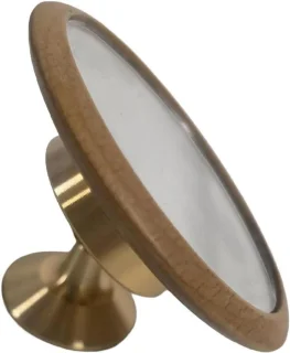 Espresso spiegel 8.5 cm houtkleur