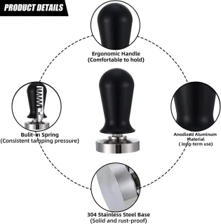 Espresso Tamper 54 mm - RVS Zwart