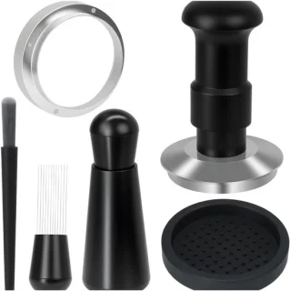 Espresso tamper en koffieverdeler 51 mm zwart