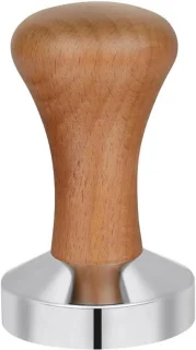Espresso tamper roestvrij staal 51 mm donker hout