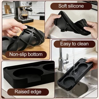 Espresso tamping mat met opslag voor baristagereedschap