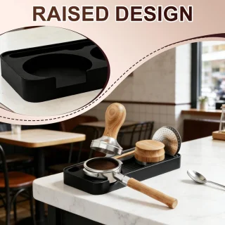 Espresso tamping mat met opslag voor baristagereedschap