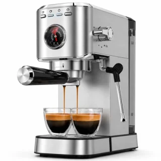 Espressomachine 20 bar met melkopschuimer en manometer