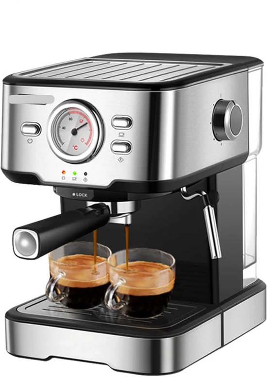 Compacte krachtpatser: RVS espressomachine met 20 bar voor thuisbarista’s