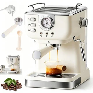 Espressomachine halfautomatisch, gebroken wit