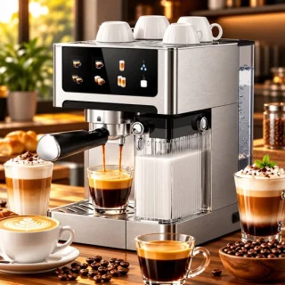 Espressomachine met automatische melkopschuimer