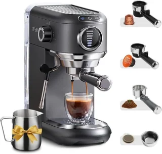 Espressomachine met melkopschuimer zilver