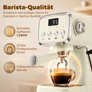 Espressomachine met portafilter en melkschuimer