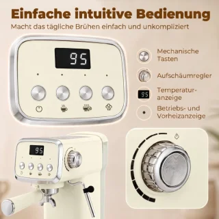 Espressomachine met portafilter en melkschuimer
