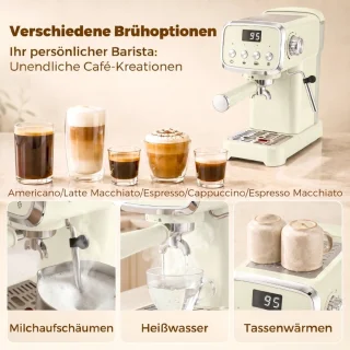 Espressomachine met portafilter en melkschuimer
