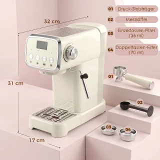 Espressomachine met portafilter en melkschuimer