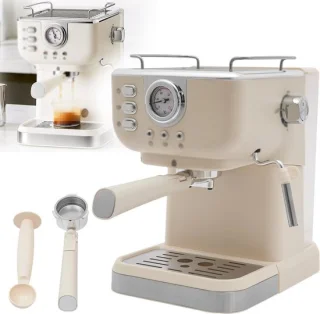 Espressomachine met stoommelkschuimer - 20 bar - beige wit