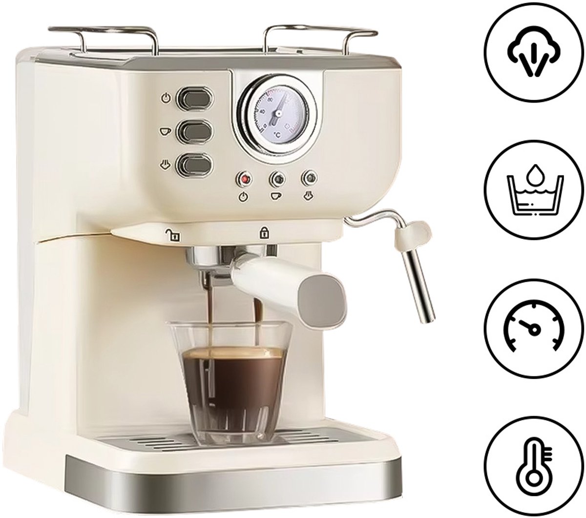 De Espressomachine RVS Halfautomatisch 1,5L Reservoir in één oogopslag