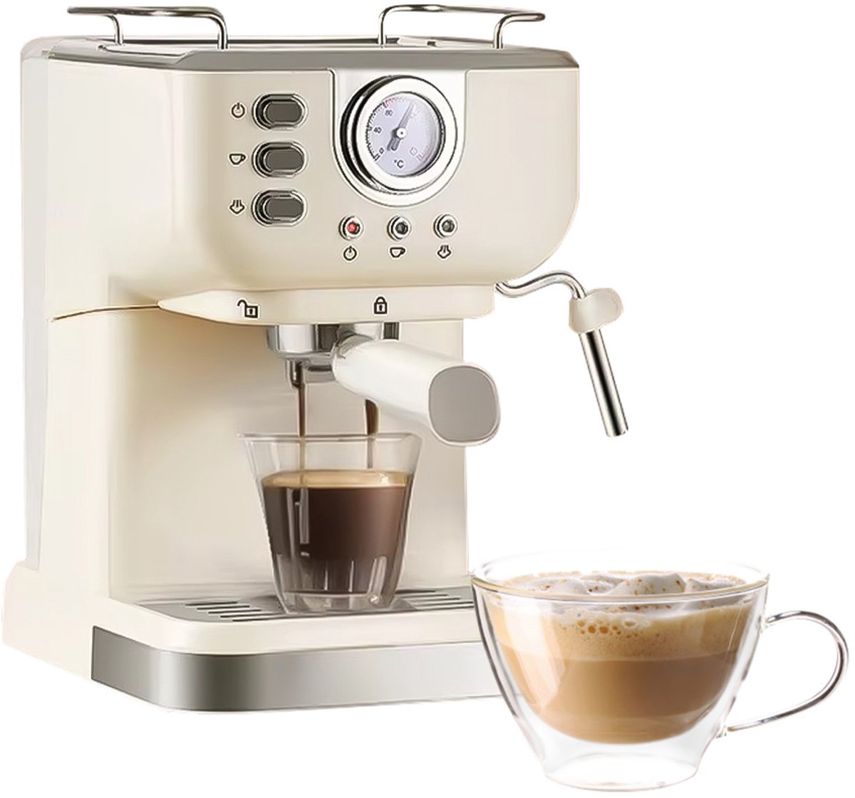 Wat vinden we goed aan de Espressomachine RVS Halfautomatisch 1,5L Reservoir