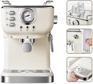 Espressomachine RVS Halfautomatisch 1,5L Reservoir