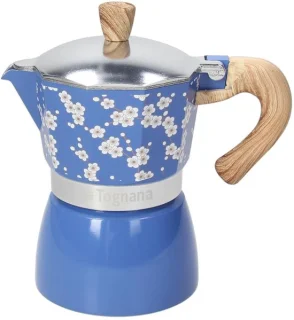 Espressomachine voor 3 kopjes, aluminium, blauw