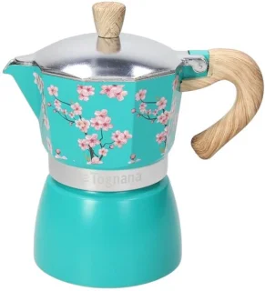Espressomachine voor 3 kopjes, aluminium, blauwgroen