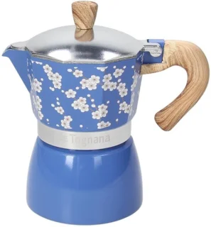 Espressomachine voor 6 kopjes in blauw aluminium