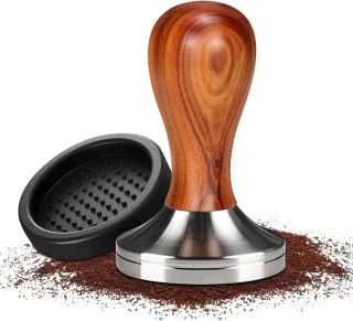 Espressotamper 58 mm - RVS met houten handgreep