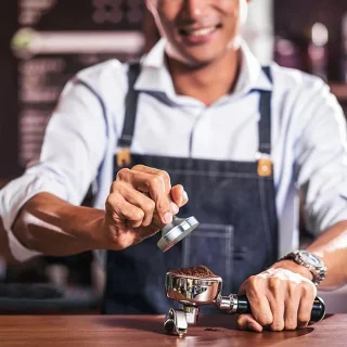 Espressotamper 58 mm - RVS met houten handgreep